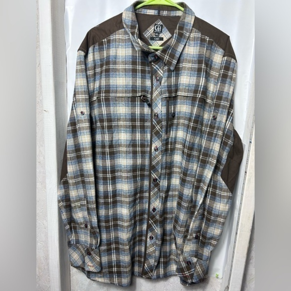 Cavi button front long sleeve shirt elbow patch - Picture 2 of 4